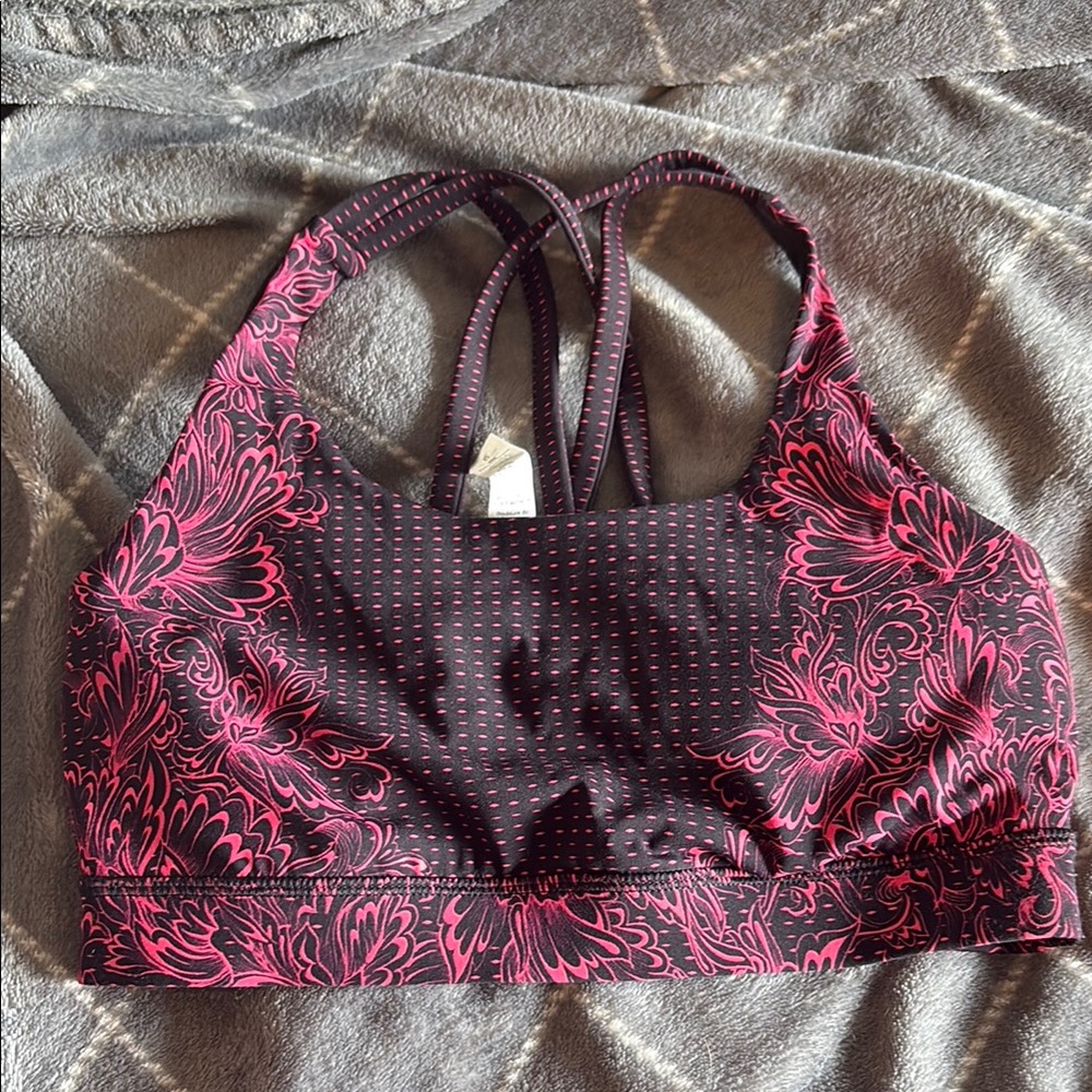 Lululemon Athletica Pink and Black Sports Bra Moisture-Wicking Racerback